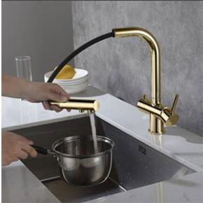 Brass 3 way pull out kitchen faucet